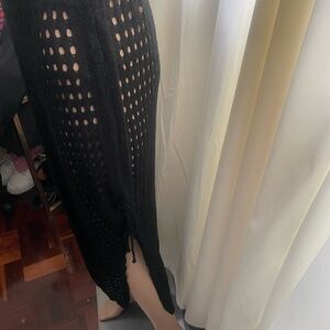 Chic Black Crochet Skirt with Slit
